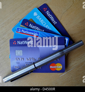 Carte di Credito Carte di Credito Carte Bancarie le banche Foto Stock