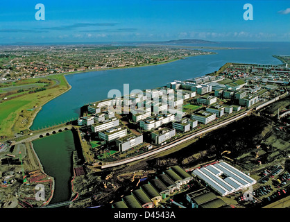 Una veduta aerea di East Point Business Park di Dublino in Irlanda, la storia di un successo della Tigre Celtica anni Foto Stock