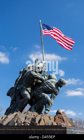 ARLINGTON, VIRGINIA, STATI UNITI D'AMERICA - Iwo Jima U.S. Marine Corps War Memorial in Rosslyn, un sacrario militare statua. Foto Stock