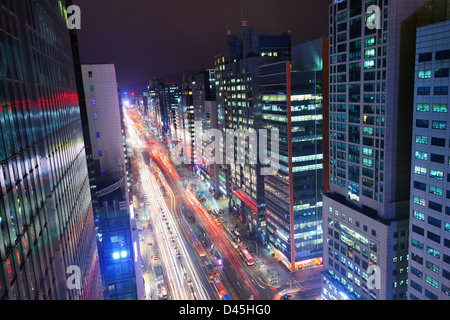 Il quartiere di Gangnam di Seoul, Corea del Sud. Foto Stock