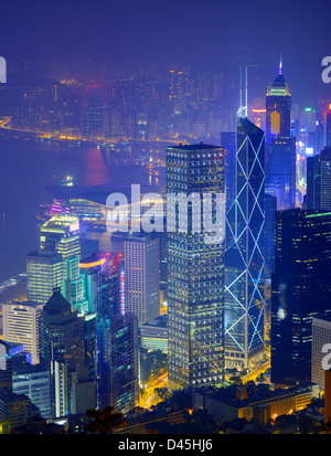 Skyline di Hong Kong dal Victoria Peak. Foto Stock