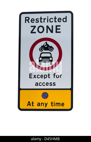 Zona Ristretta per autoveicoli e motociclette segno Foto Stock