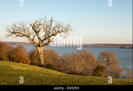 Il presidente George Washington a casa a Mount Vernon in Virginia all vista del Potomac da casa Foto Stock