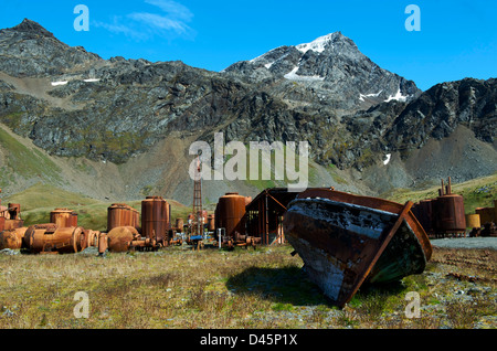 Il deserta e abbandonata la stazione baleniera a Grytviken nel sud Atlantico. Foto Stock