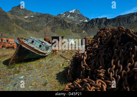 Il deserta e abbandonata la stazione baleniera a Grytviken nel sud Atlantico. Foto Stock