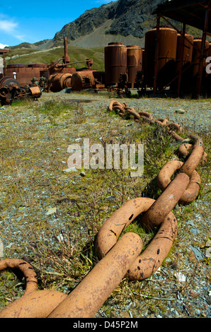 Il deserta e abbandonata la stazione baleniera a Grytviken nel sud Atlantico. Foto Stock