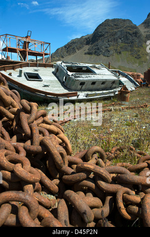 Il deserta e abbandonata la stazione baleniera a Grytviken nel sud Atlantico. Foto Stock