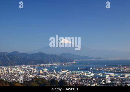 Mt. Fuji e Shimizu porta, Shizuoka, Giappone Foto Stock