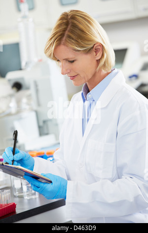 Donne scienziato che lavora in laboratorio Foto Stock