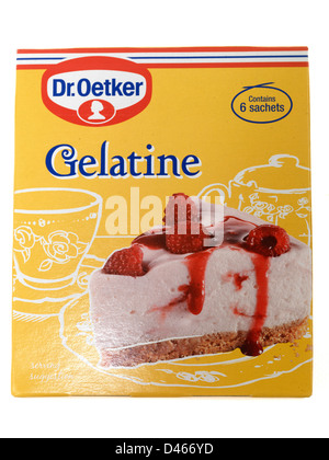 Scatola o astuccio di marca Dr Oetker gelatina ingrediente alimentare in polvere Foto Stock