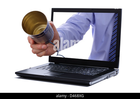 Telefono del barattolo di latta Foto Stock