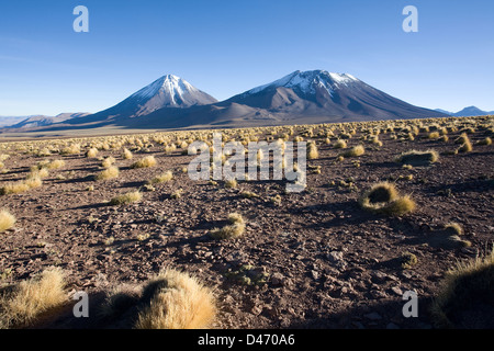 Mountain Pass Paso de Jama con i vulcani vicino a San Pedro de Atacama, Cile Foto Stock