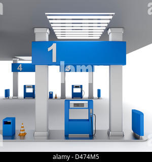 Vista anteriore della pompa del carburante nella stazione di benzina Foto Stock