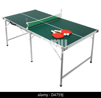 Tavolo da ping pong tagliare lo sfondo bianco Foto Stock