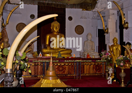 Uno dei tanti santuari buddisti entro il Tempio della Reliquia del Dente di Kandy SRI LANKA Foto Stock