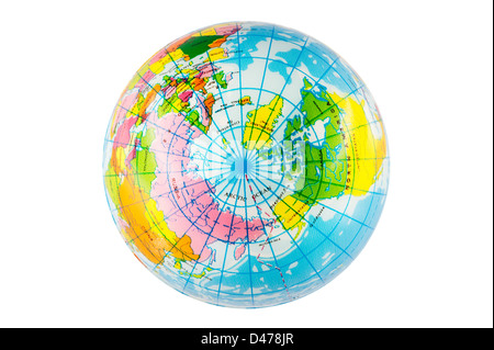 Emisfero nord vista del giocattolo di plastica globe palla. Foto Stock