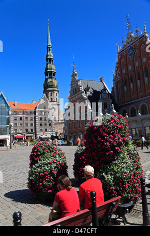 La piazza del Municipio (Ratslaukums), Riga, Lettonia Foto Stock