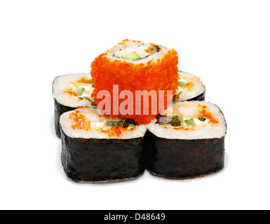 Giappone sushi rotoli isolati su sfondo bianco Foto Stock