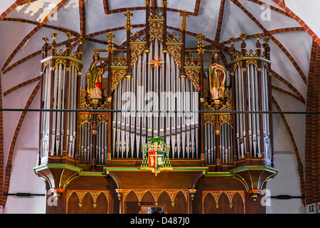 Gli organi, Cattedrale Gotica di Olsztyn, Warmia e Mazury, Polonia Foto Stock