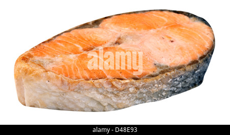 Bistecca di salmone isolato Foto Stock