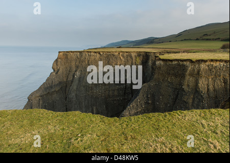 Erosione di creta e glaciale macerie scogliere a Morfa Bychan su Cardigan Bay costa, vicino a Aberystwyth west wales UK Foto Stock