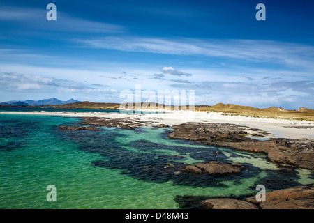 La spiaggia di sabbia bianca a Sanna Bay, a Ardnamurchan, altopiani, Scotland Regno Unito Foto Stock