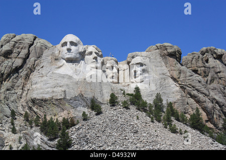 Il Monte Rushmore National Memorial, scultura , faccia di granito, Rushmore, Keystone, Dakota del Sud, Stati Uniti. Foto Stock