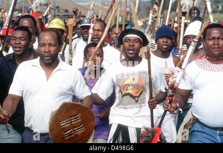 Johannesburg, Sud Africa, una dimostrazione del Inkatha Freedom Party Foto Stock