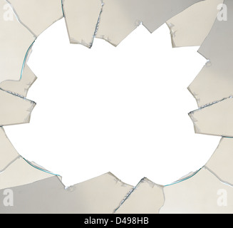 Bianco rotto vetro la creazione di una cornice, con spazio per il testo. Foto Stock