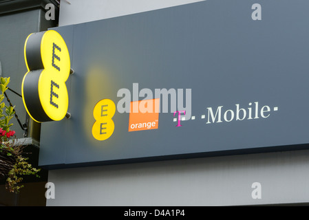 EE Orange T Mobile shop segno Foto Stock