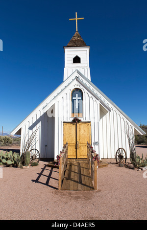 Una vecchia chiesa a Goldfield Ghost Town, Arizona, Stati Uniti d'America Foto Stock