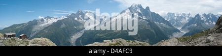 Vista panoramica della valle di Chamonix da Lac Blanc Foto Stock