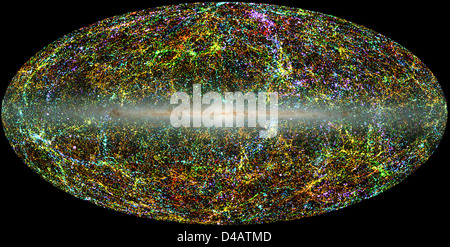 Un'immagine quasi infrarossa completa dell'intero cielo, catturata dal Goddard Space Flight Center della NASA, che mostra la via Lattea e le costellazioni circostanti. Foto Stock