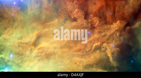 Il telescopio spaziale Hubble cattura immagini dettagliate del cuore della Nebulosa della Laguna, rivelando strutture intricate e nuove formazioni stellari. Foto Stock