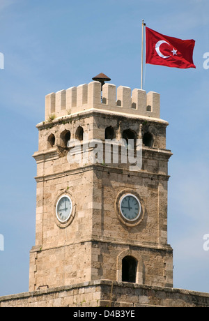 Old Tower nel centro hiistoric Antalya, Turchia, Asia Occidentale Foto Stock