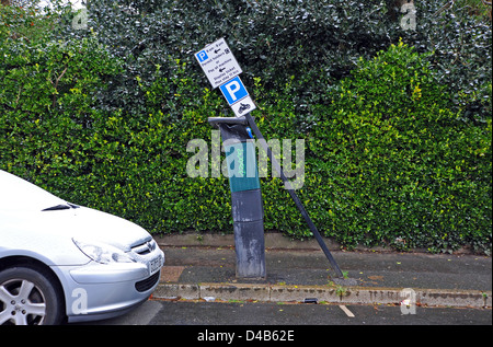 Brighton SUSSEX REGNO UNITO 11 Marzo 2013 - un danneggiamento del Brighton e Hove city council parchimetro nel Queens Park Foto Stock