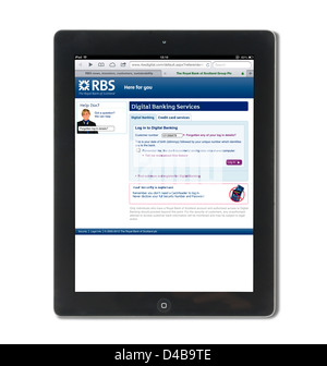 La registrazione su un RBS conto bancario su un iPad 4, REGNO UNITO Foto Stock
