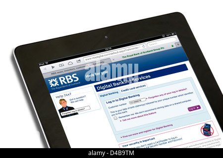 La registrazione su un RBS conto bancario su un iPad 4, REGNO UNITO Foto Stock