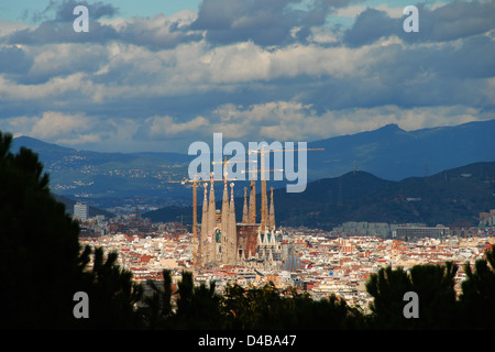 La Sagrada Familia a Barcellona, Spagna Foto Stock