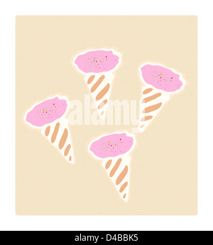 Torta a forma di gelato sulla scheda Foto Stock