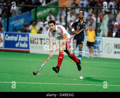 Simon Mantell, maschile di hockey semifinale, India vs Inghilterra, XIX Giochi del Commonwealth, India Foto Stock