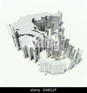 Mappa di Grecia in prospettiva e bianco Foto Stock