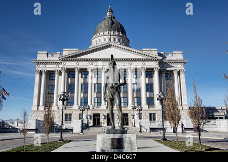 La Utah State Capital capo indiano Massasoit statua Foto Stock