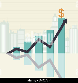 Illustrazione vettoriale di un crescente barra grafica statistiche. Foto Stock