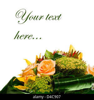 Decorazione per il biglietto di auguri dal tè rose Foto Stock