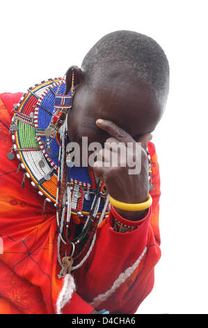 Un Maasai è raffigurato nel distretto di Kajiado in Kenya, 04 dicembre 2007. Foto: Sandra Gaetke Foto Stock