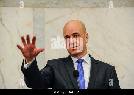 Stoccolma, Svezia. Xii Marzo 2013. Visita di Stato del Presidente dr. Abdullah Gül di Turchia - nella foto il primo ministro Fredrik Reinfeldt della Svezia - Credito: Rolf Adlercreutz / Alamy Live News Foto Stock