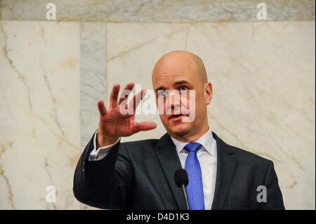 Stoccolma, Svezia. Xii Marzo 2013. Visita di Stato del Presidente dr. Abdullah Gül di Turchia - nella foto il primo ministro Fredrik Reinfeldt della Svezia - Credito: Rolf Adlercreutz / Alamy Live News Foto Stock