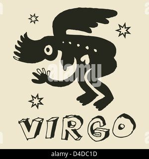 Oroscopo archaistic, disegnati a mano il segno dello zodiaco Virgo Foto Stock