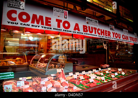 Macellerie indipendenti hanno visto un aumento di business durante la carne di cavallo scandalo, Londra Foto Stock